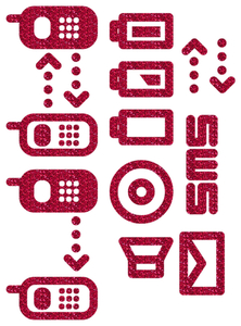 Vel Strijkletters Telefoon Symbolen 2 Glitter Hot Pink - afb. 2