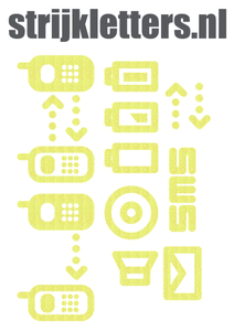 Vel Strijkletters Telefoon Symbolen 2 Glitter Neon Yellow Glitter 446 - afb. 1
