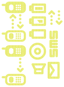 Vel Strijkletters Telefoon Symbolen 2 Glitter Neon geel Glitter - afb. 2