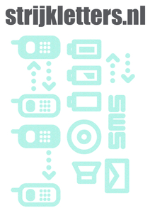 Vel Strijkletters Telefoon Symbolen 2 Glitter Neon Bleu Glitter 480 - afb. 1