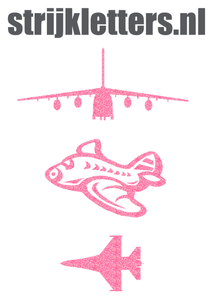 Vel Strijkletters Vliegtuigen Glitter Medium Pink - afb. 1