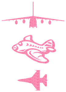 Vel Strijkletters Vliegtuigen Glitter Medium Pink - afb. 2