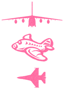 Vel Strijkletters Vliegtuigen Glitter Neon roze Glitter - afb. 2