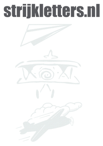 Vel Strijkletters Vliegtuigjes Design Carbon Wit - afb. 1