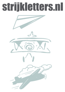 Vel Strijkletters Vliegtuigjes Design Carbon Zilver - afb. 1