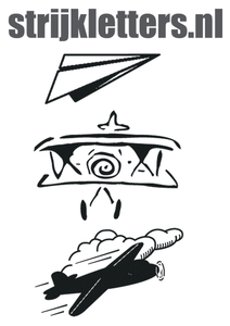 Vel Strijkletters Vliegtuigjes Design Carbon Zwart - afb. 1