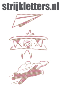 Vel Strijkletters Vliegtuigjes Design Leger Roze - afb. 1