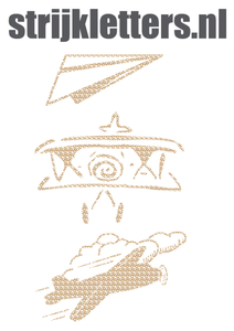 Vel Strijkletters Vliegtuigjes Design Leger Beige - afb. 1