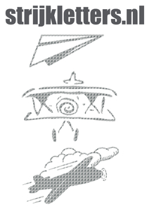 Vel Strijkletters Vliegtuigjes Design Zebra - afb. 1