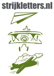 Vel Strijkletters Vliegtuigjes Design Zebra Groen - afb. 1