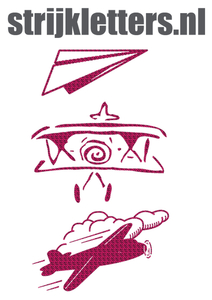 Vel Strijkletters Vliegtuigjes Design Zebra Roze - afb. 1