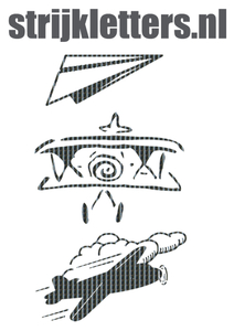 Vel Strijkletters Vliegtuigjes Holografische Zwart - afb. 1