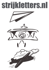 Vel Strijkletters Vliegtuigjes Glitter Black Glitter 458 - afb. 1
