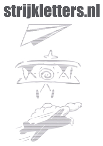 Vel Strijkletters Vliegtuigjes Glitter Rainbow White 488 - afb. 1