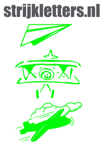 Vel Strijkletters Vliegtuigjes Glow in the Dark Groen - afb. 1