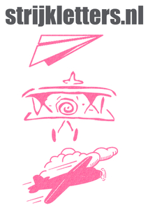 Vel Strijkletters Vliegtuigjes Glitter Neon Pink Glitter 448 - afb. 1