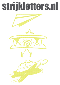 Vel Strijkletters Vliegtuigjes Glitter Neon Yellow Glitter 446 - afb. 1