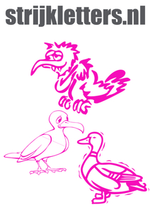 Vel Strijkletters Vogels Flock Neon Roze - afb. 1