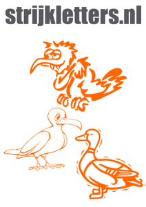 Vel Strijkletters Vogels Flock Oranje - afb. 1