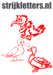 Vel Strijkletters Vogels Flock Rood - afb. 1