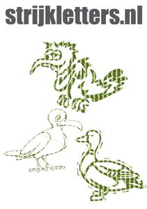 Vel Strijkletters Vogels Holografische Goud - afb. 1