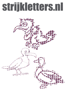 Vel Strijkletters Vogels Holografische Roze - afb. 1