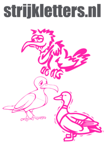 Vel Strijkletters Vogels Glow in the Dark Roze - afb. 1