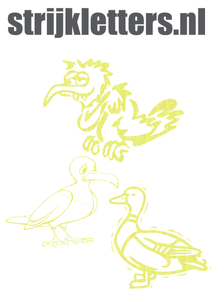 Vel Strijkletters Vogels Glitter Neon Yellow Glitter 446 - afb. 1