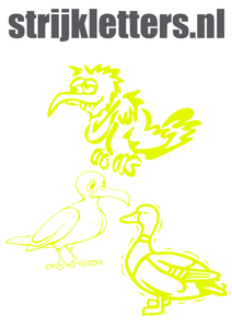 Vel Strijkletters Vogels Glow in the Darg Geel - afb. 1