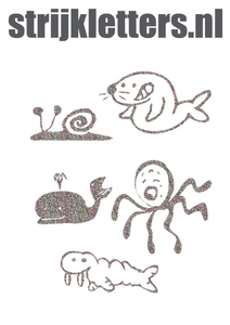 Vel Strijkletters Water Dieren Glitter Regenboog Multicolor 453 - afb. 1