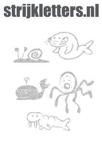 Vel Strijkletters Water Dieren Glitter Silver 450 - afb. 1