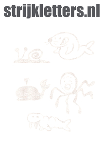Vel Strijkletters Water Dieren Glitter White Glitter 444 - afb. 1