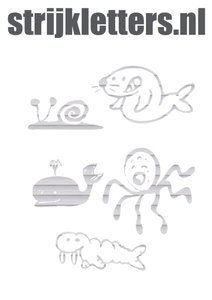 Vel Strijkletters Water Dieren Glitter Rainbow White 488 - afb. 1