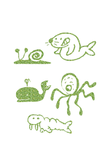 Vel Strijkletters Water Dieren Glitter Light Green - afb. 2