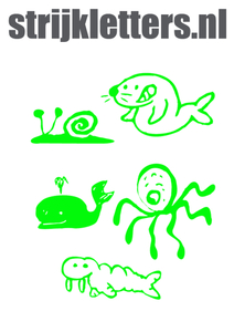 Vel Strijkletters Water Dieren Glow in the Dark Groen - afb. 1