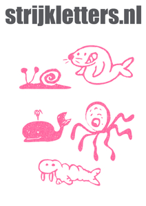 Vel Strijkletters Water Dieren Glitter Neon Pink Glitter 448 - afb. 1
