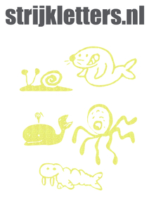 Vel Strijkletters Water Dieren Glitter Neon Yellow Glitter 446 - afb. 1