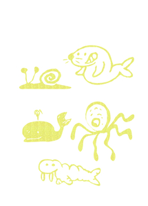 Vel Strijkletters Water Dieren Glitter Neon Yellow Glitter 446 - afb. 2