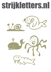 Vel Strijkletters Water Dieren Glitter Champagne Glitter 490 - afb. 1