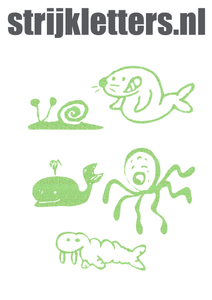 Vel Strijkletters Water Dieren Glitter Neon Green Glitter 447 - afb. 1