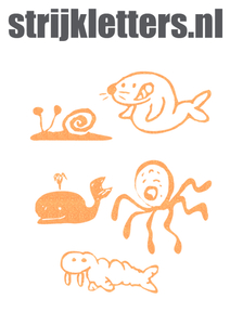 Vel Strijkletters Water Dieren Glitter Neon Orange Glitter 449 - afb. 1