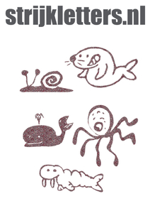 Vel Strijkletters Water Dieren Glitter Rose Gold Glitter 486 - afb. 1