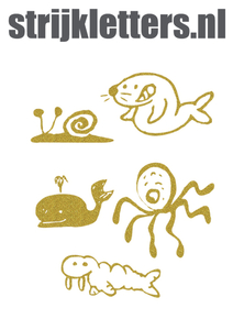 Vel Strijkletters Water Dieren Glitter Light Gold Glitter 425 - afb. 1