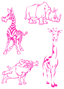 Vel Strijkletters Wilde Dieren Glow in the Dark Roze - afb. 2