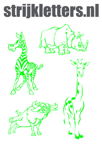 Vel Strijkletters Wilde Dieren Glow in the Dark Groen - afb. 1