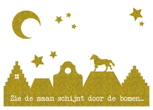 Vel Strijkletters Zie de maan Glitter Goud - afb. 2