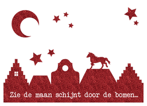 Vel Strijkletters Zie de maan Glitter Rood - afb. 2