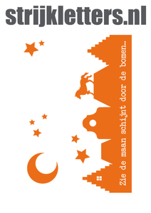 Vel Strijkletters Zie de maan Polyester Ondergrond Oranje - afb. 1