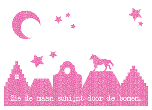 Vel Strijkletters Zie de maan Glitter Holo Pink - afb. 2