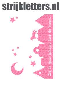 Vel Strijkletters Zie de maan Glitter Medium Pink - afb. 1